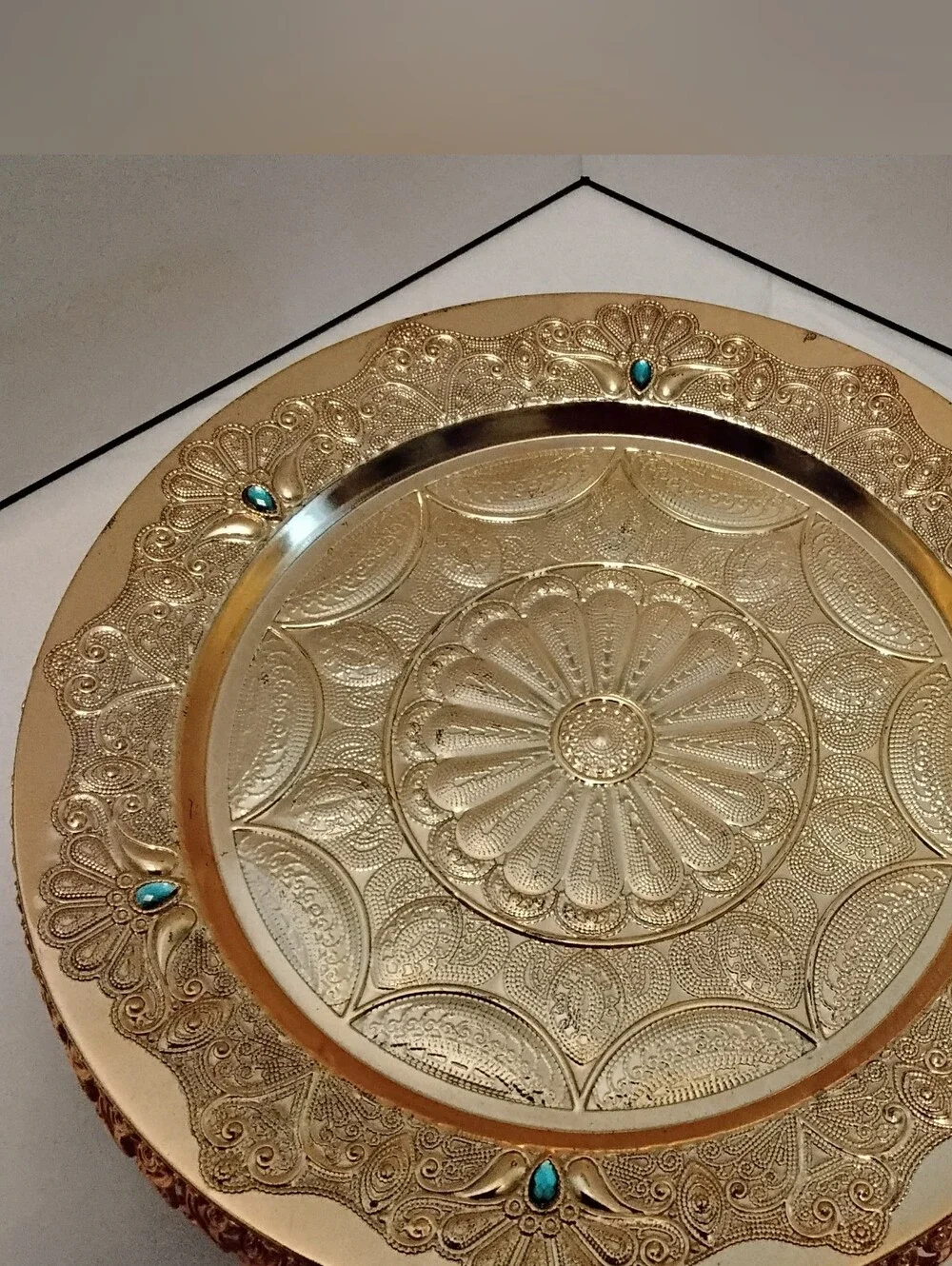 Decorative Gold Turkish Coffee Set with Serving Tray - EUC